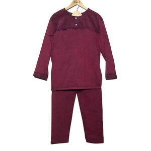 VTG Focus Maroon Long Sleeve Shirt Size S & Pull On Skinny Pants Pockets Stretch